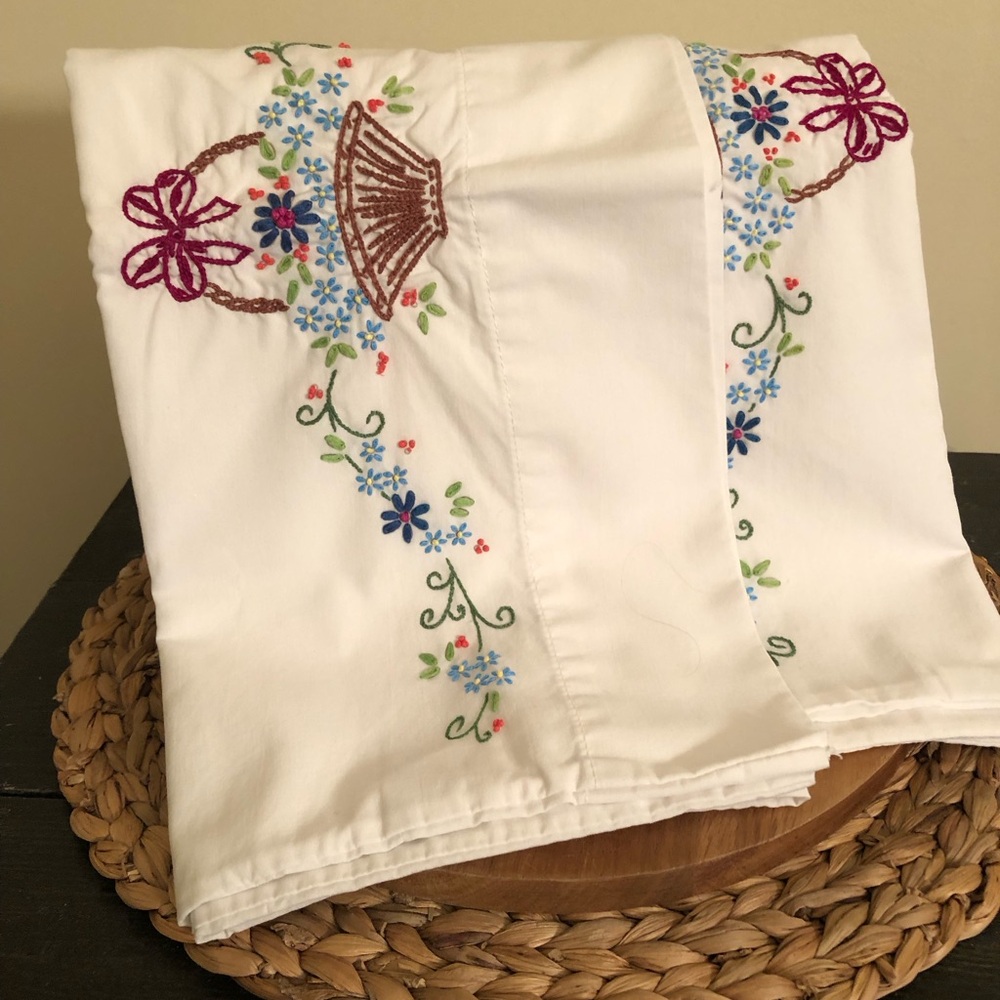 Embroidered Floral Vintage Pillow Cases